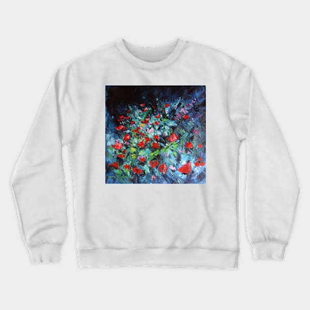 Poppies in the garden Crewneck Sweatshirt by kovacsannabrigi